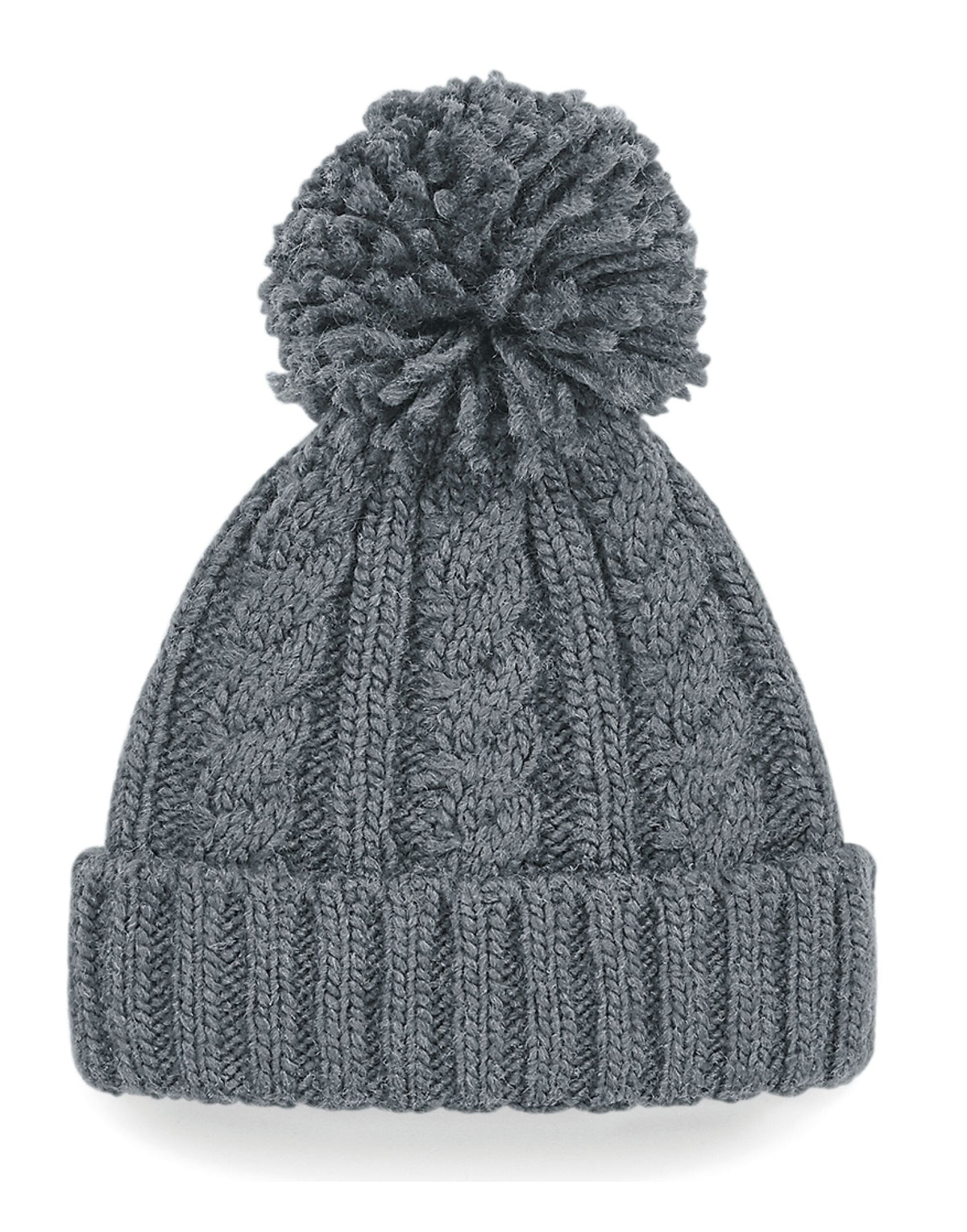 Beechfield B480 Cable Knit Melange Beanie - Light Grey