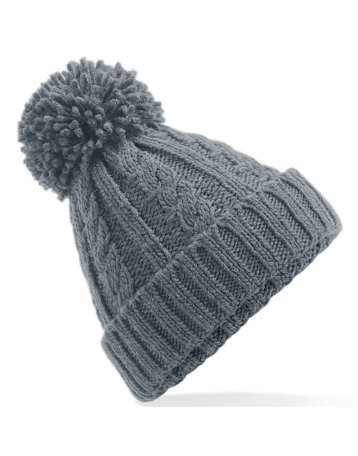 Beechfield B480 Cable Knit Melange Beanie - Light Grey