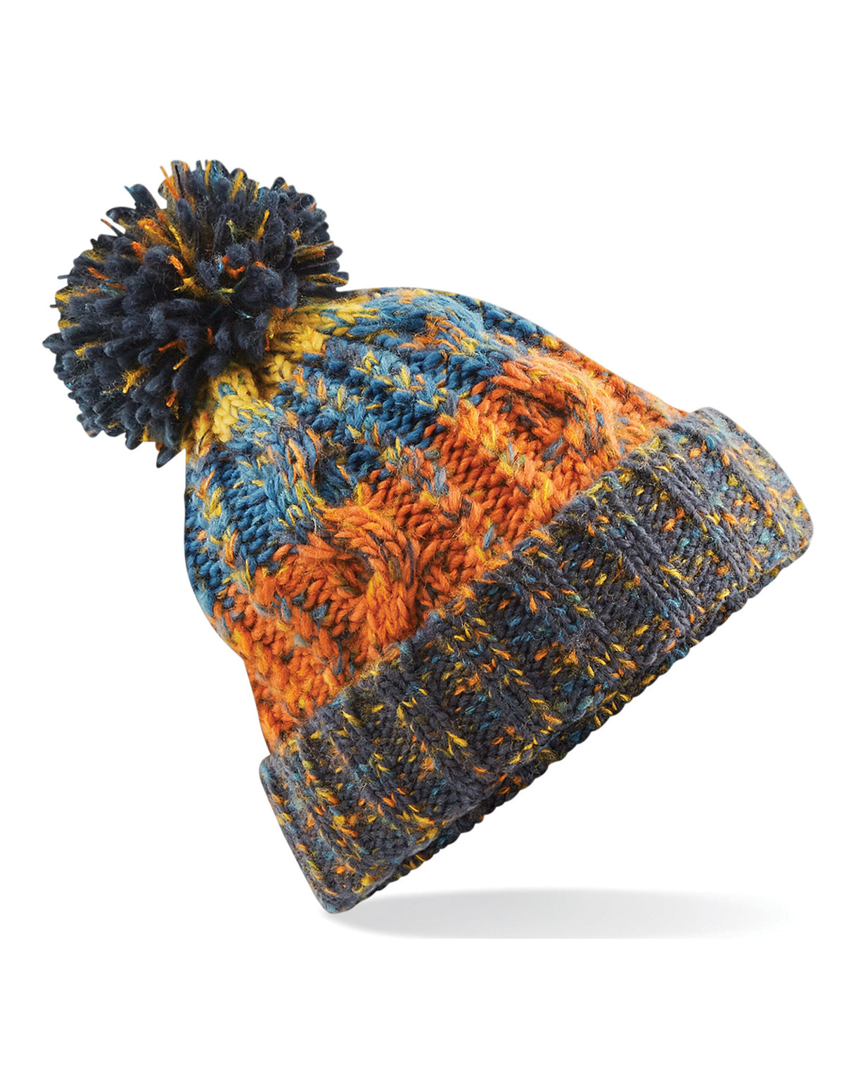 Beechfield B486 Corkscrew Pom Pom Beanie - Retro Blues