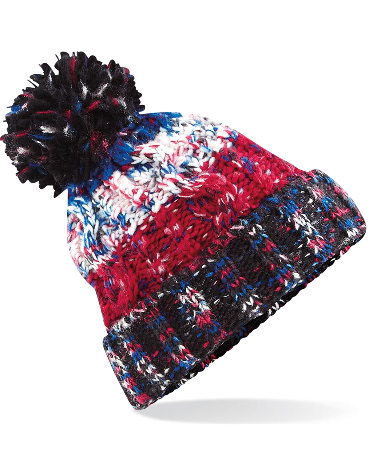 Beechfield B486 Corkscrew Pom Pom Beanie - Black Jacks