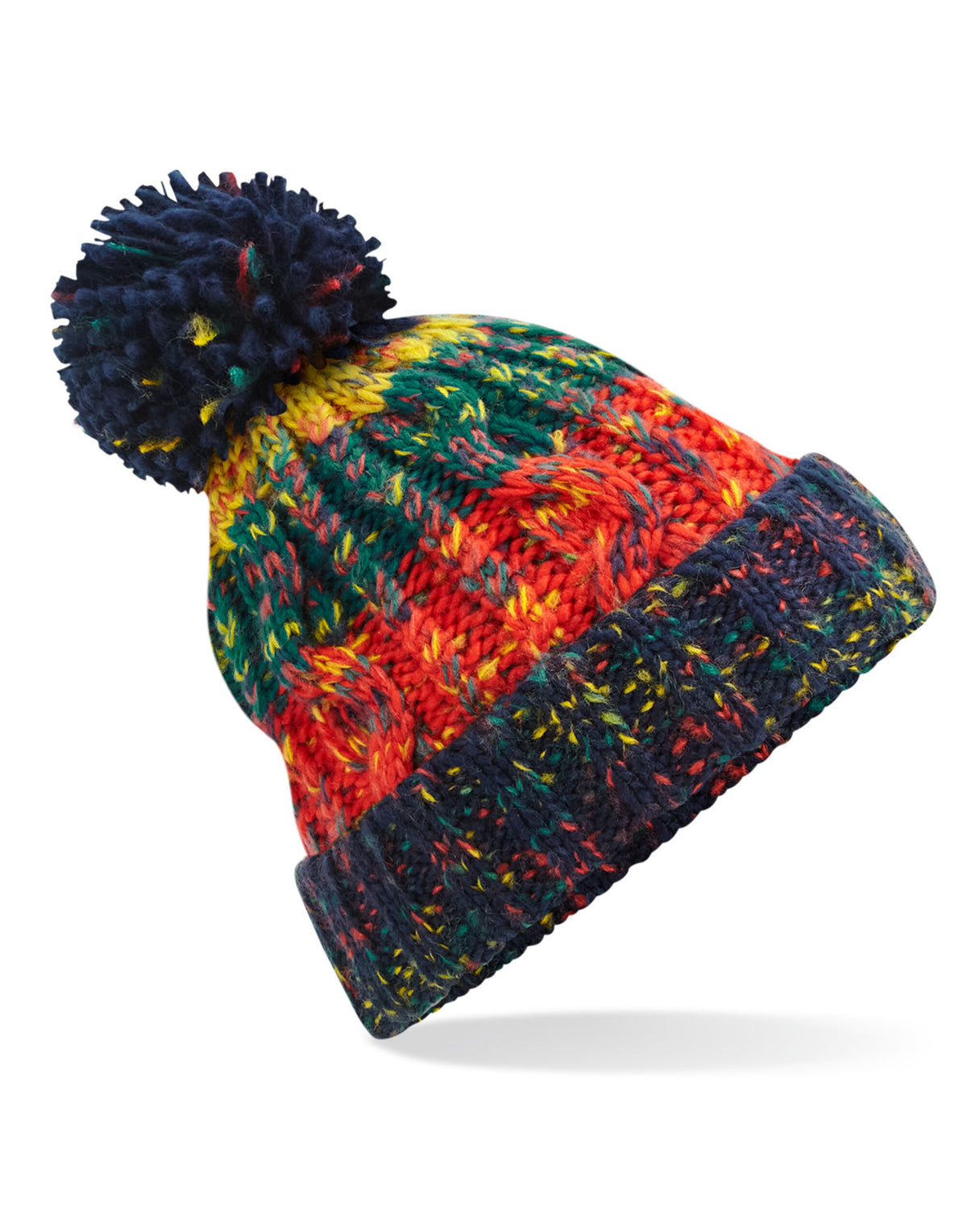 Beechfield B486 Corkscrew Pom Pom Beanie - Crackling Campfire