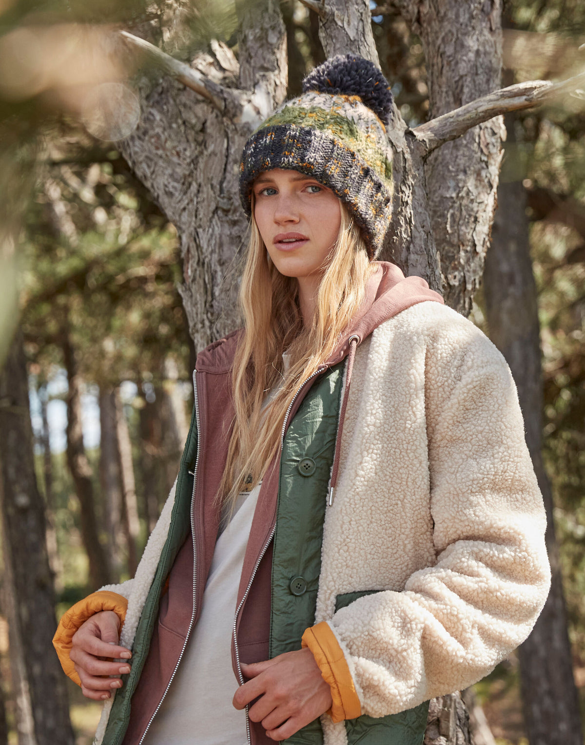 Beechfield B486 Corkscrew Pom Pom Beanie - Autumn Moss
