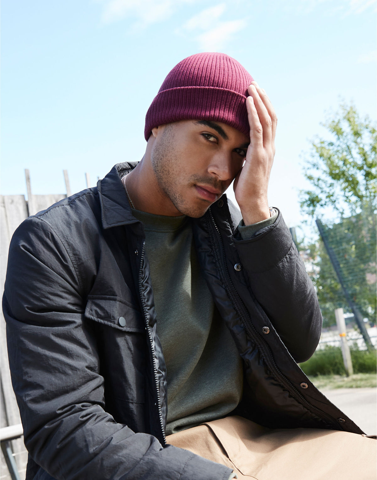 Beechfield B50N Organic Cotton Beanie - Burgundy