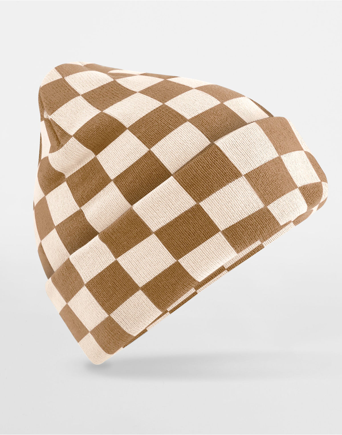 Beechfield B531 Checkerboard Beanie - Biscuit/Almond