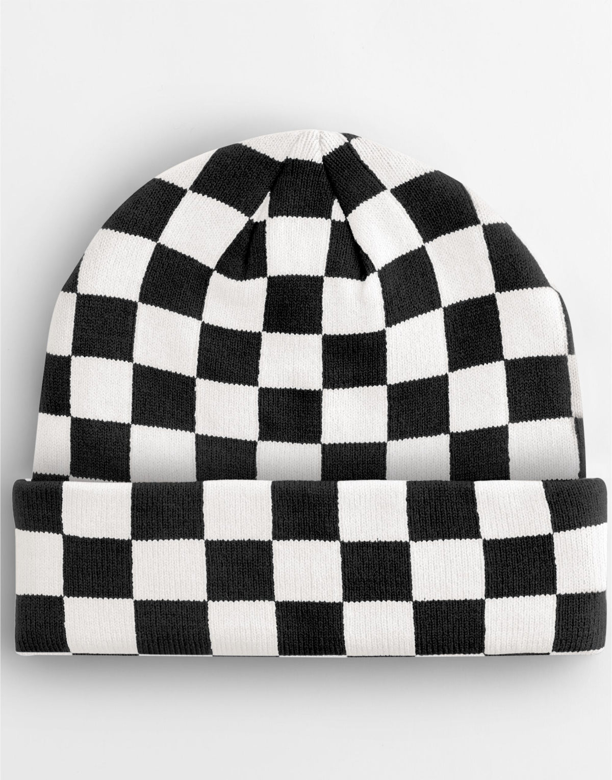 Beechfield B531 Checkerboard Beanie - Black/Soft White
