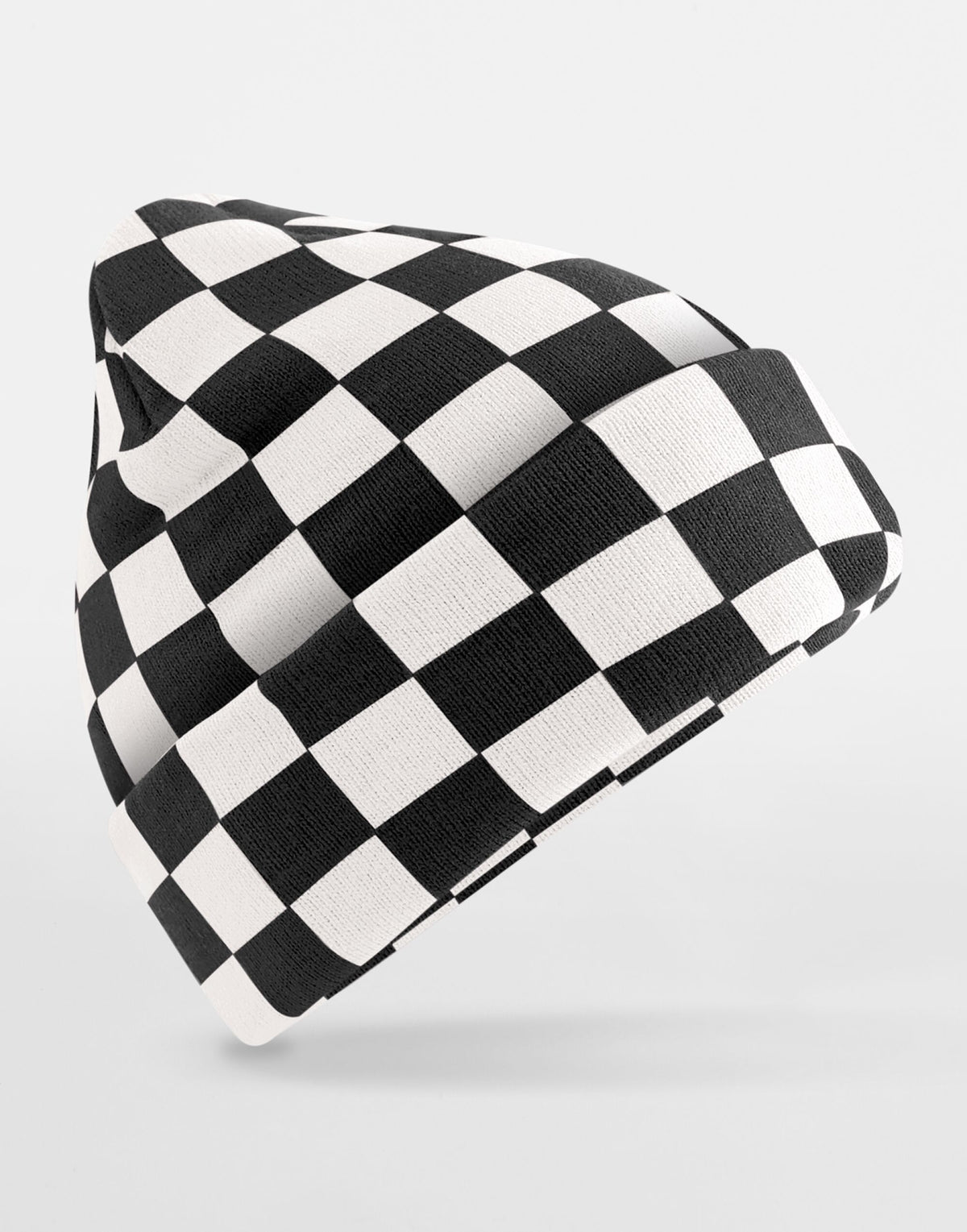 Beechfield B531 Checkerboard Beanie - Black/Soft White