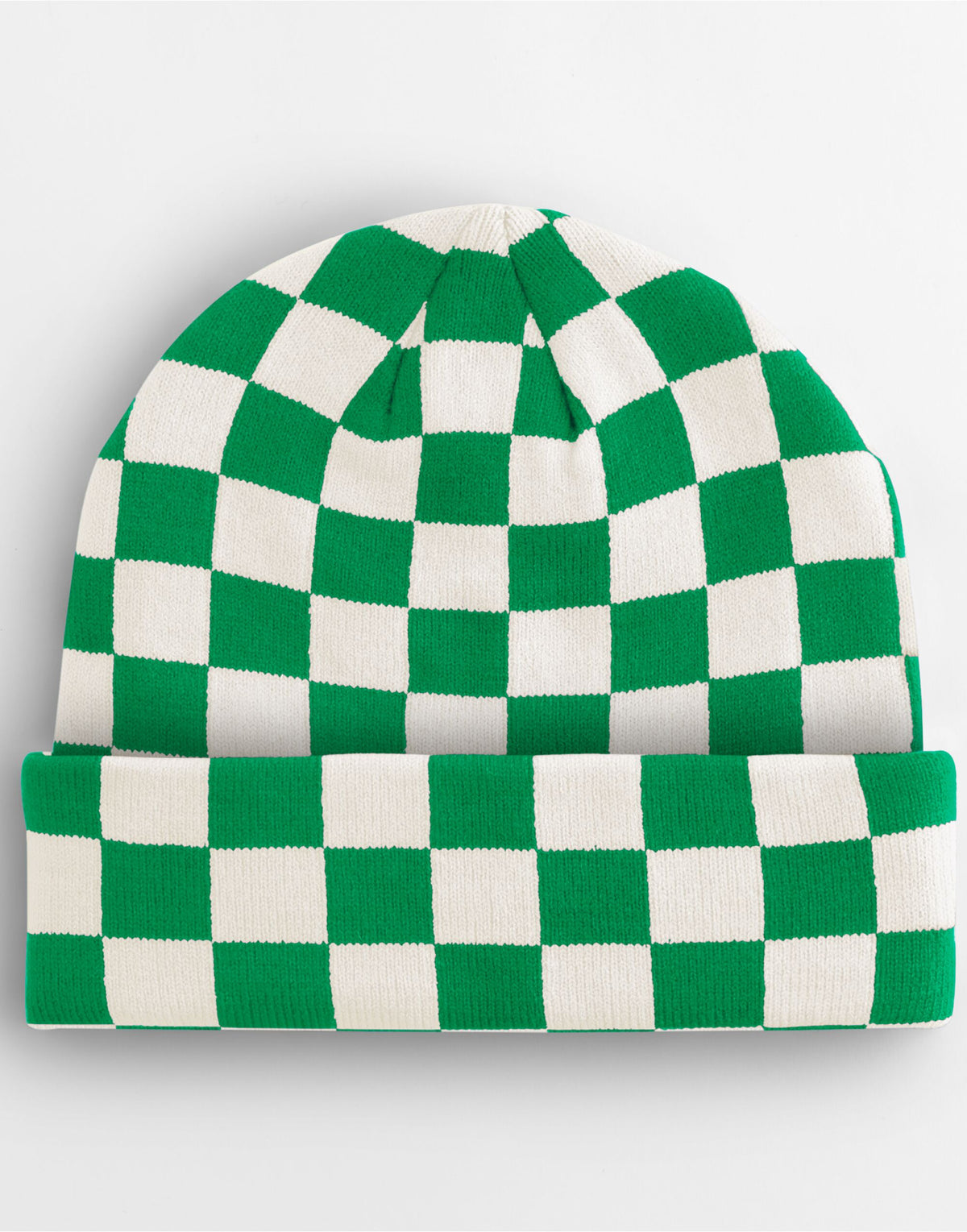 Beechfield B531 Checkerboard Beanie - Kelly Green/Off White