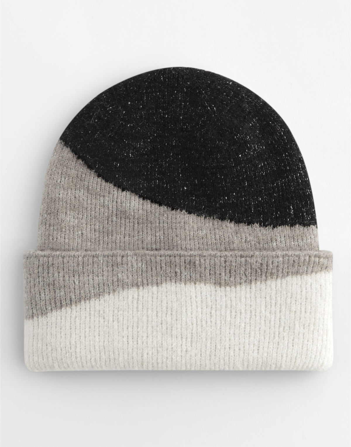 Beechfield B532 Soft Wave Beanie - Black/Light Grey/Soft White