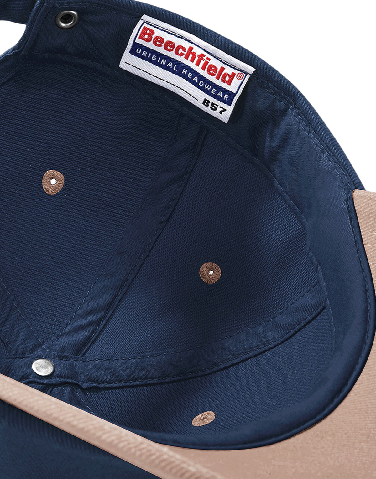 Beechfield B57 LP Heavy Brushed Cotton Cap - French Navy/ Taupe