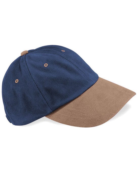 Beechfield B57 LP Heavy Brushed Cotton Cap - French Navy/ Taupe