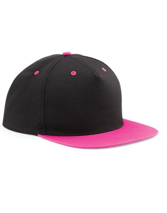Beechfield B610C 5 Panel Contrast Snapback - Black/Fuchia