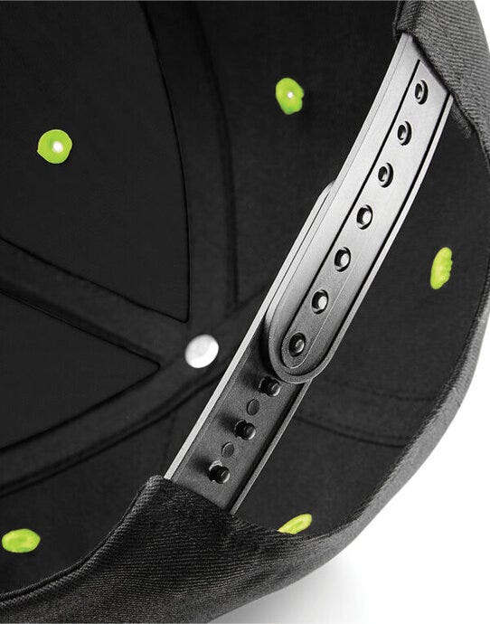 Beechfield B610C 5 Panel Contrast Snapback - Black/Lime Green