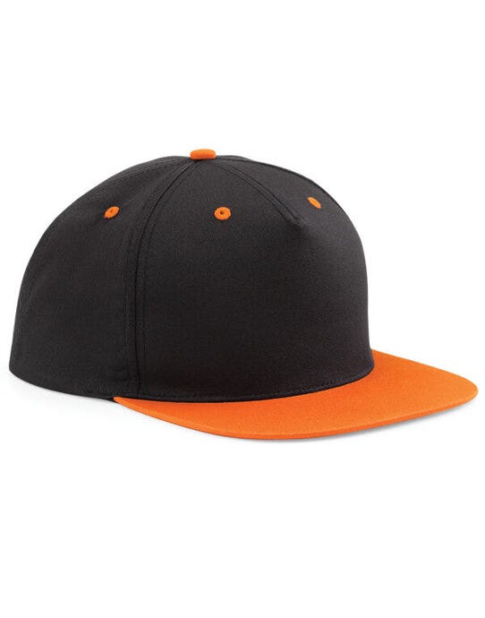 Beechfield B610C 5 Panel Contrast Snapback - Black/Orange