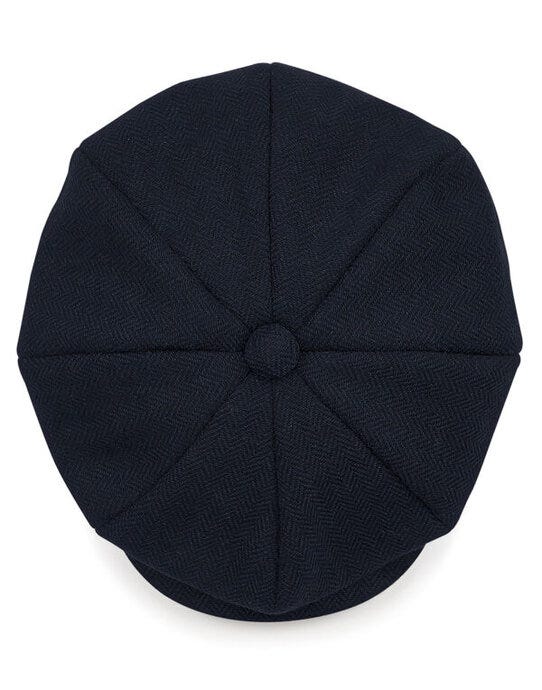 Beechfield B628 Heritage Baker Boy Cap - Navy Herringbone
