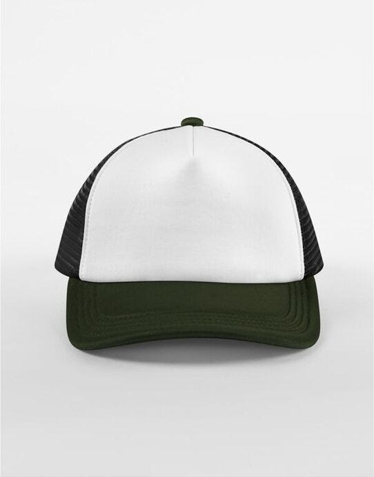 Beechfield B639 Retro 5 Panel Trucker - Black/Dark Olive