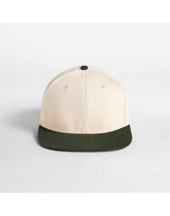 Beechfield B662 Contrast Flat Pk 6 Panel Cap - Natural/Dark Olive