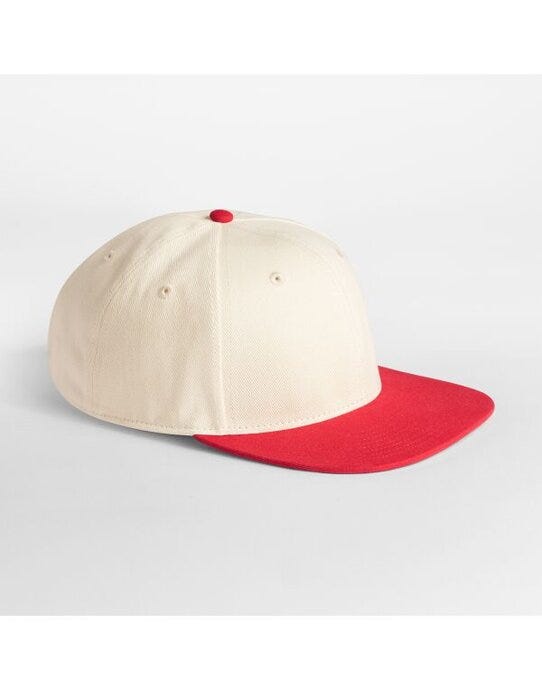 Beechfield B662 Contrast Flat Pk 6 Panel Cap - Natural/Red