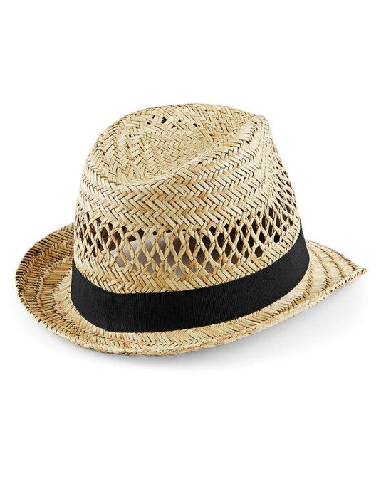 Beechfield B730 Straw Summer Trilby - Natural