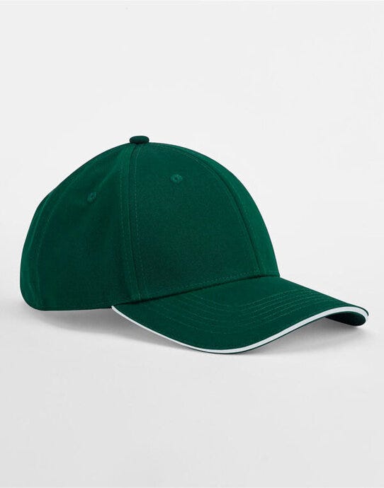 Beechfield B820C EA Org 6 Panel Cap SWich Peak - Bottle Green/ White