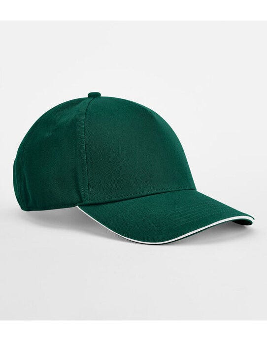 Beechfield B825C EA Org 5 Panel Cap SWich Peak - Bottle Green/ White