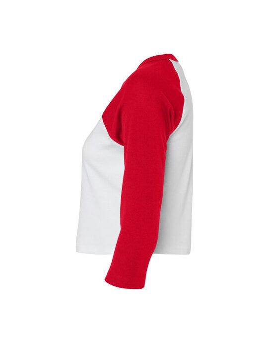 Bella + Canvas BE1200 Bella Women's Micro Rib 3/4 Raglan Tee - White/Red