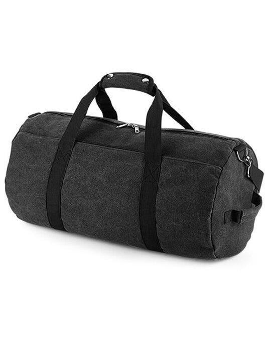 Bagbase BG655 Vintage Canval Barrel Bag - Vintage Black