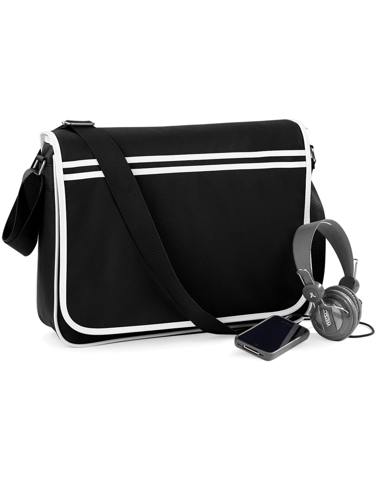 Bagbase BG71 Retro Messenger - Black/White