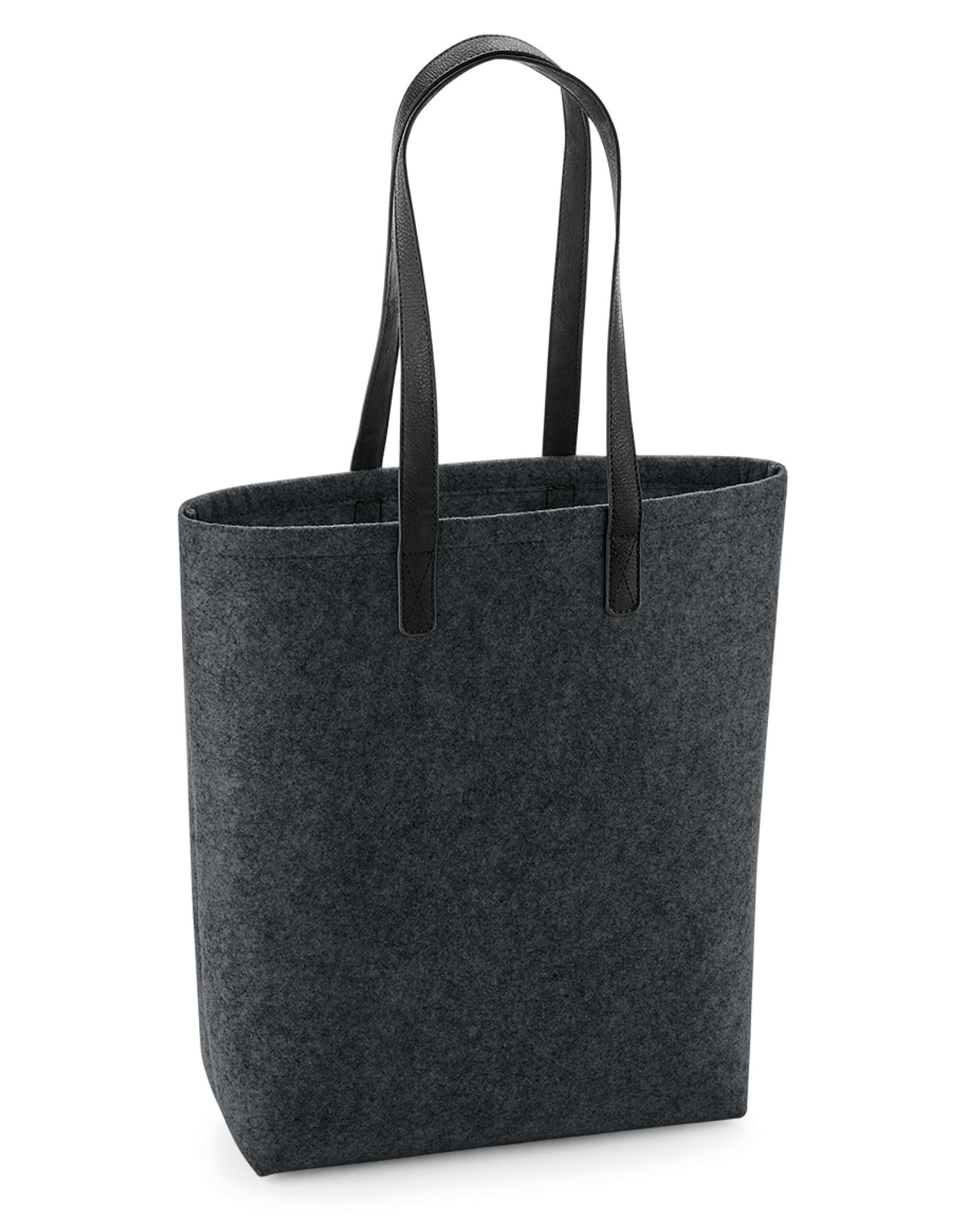 Bagbase BG738 Premium Felt Tote - Charcoal Melange/ Black
