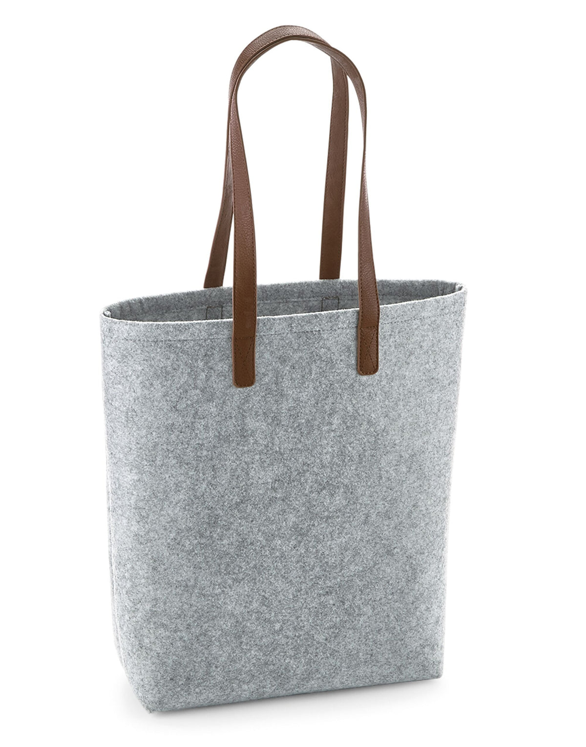 Bagbase BG738 Premium Felt Tote - Grey Melange/ Tan