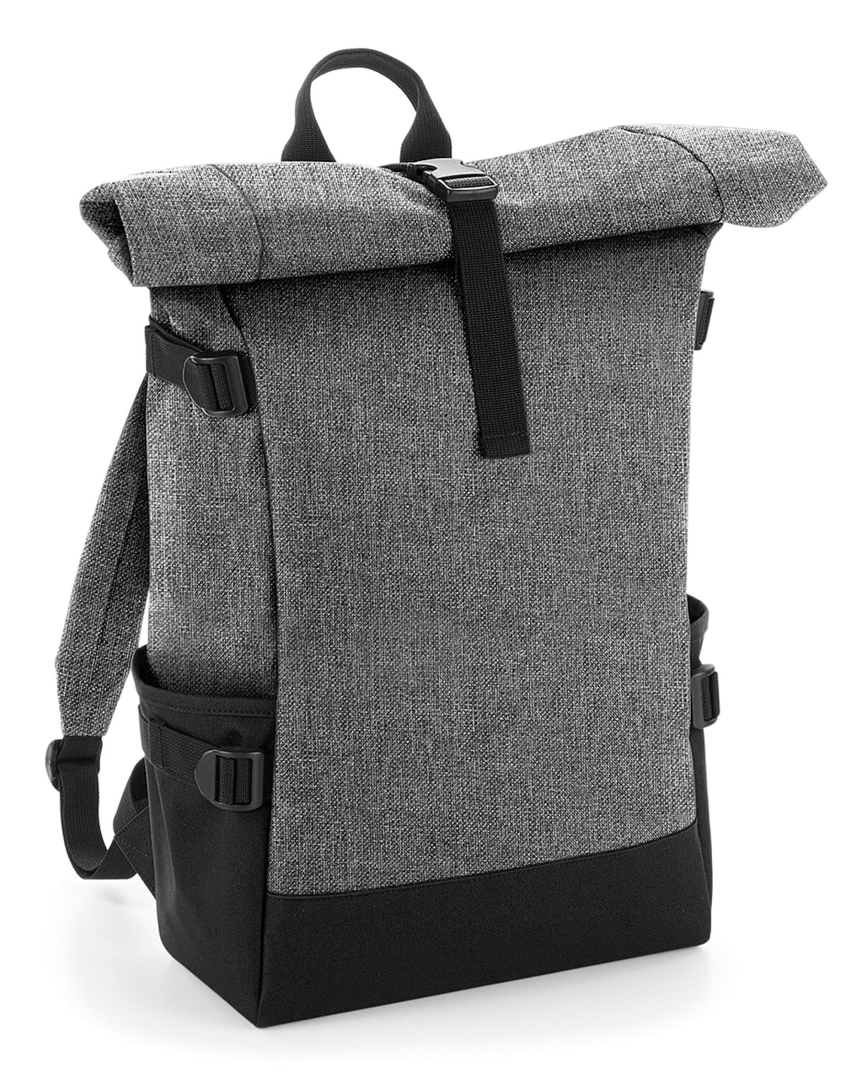 Bagbase BG858 Block Roll-Top Backpack - Grey Marl/Black