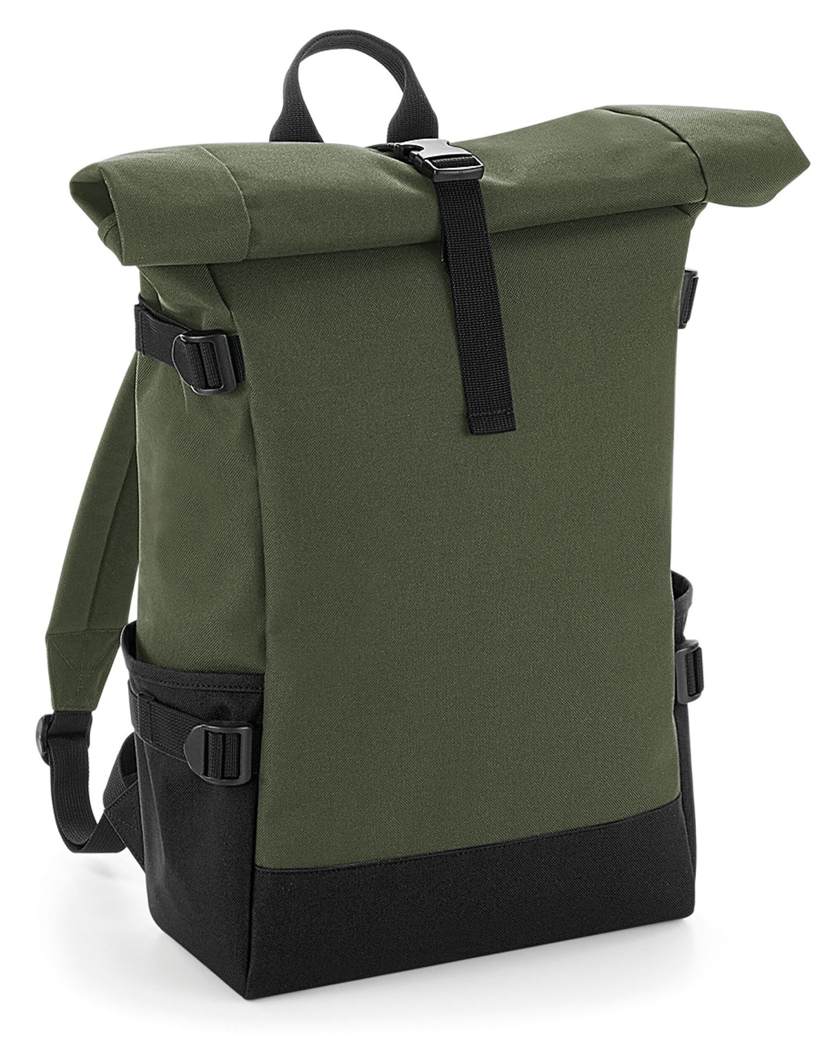 Bagbase BG858 Block Roll-Top Backpack - Olive/Black