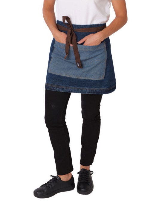 Dennys DP103B Denim Waist Apron Contrast Pocket - Dark Blue Denim