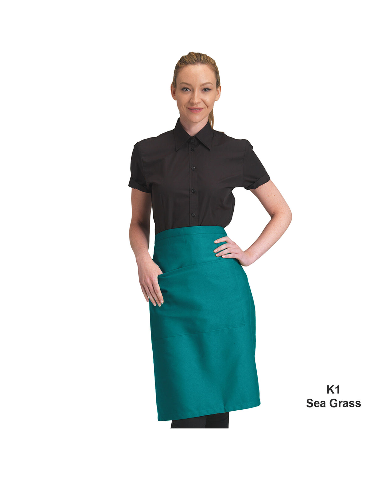 Dennys DP110 Recycled Waist Apron W Pocket - Sea Grass