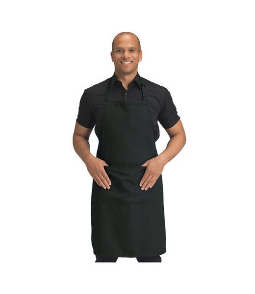 Dennys DP210 Black plain Recycled Bib Apron with Pocket