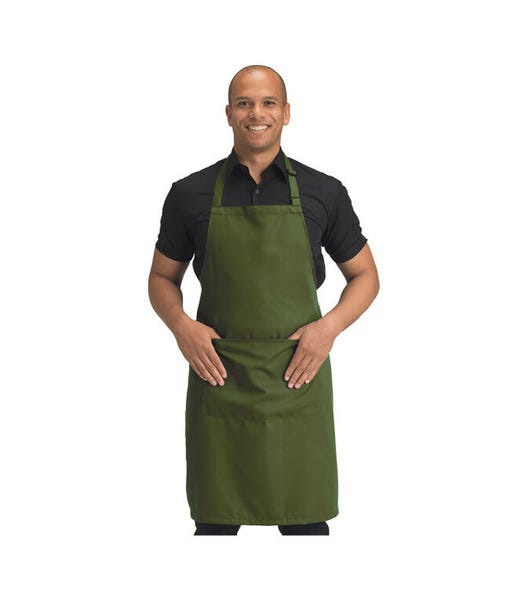 Dennys DP210 Olive plain Recycled Bib Apron with Pocket