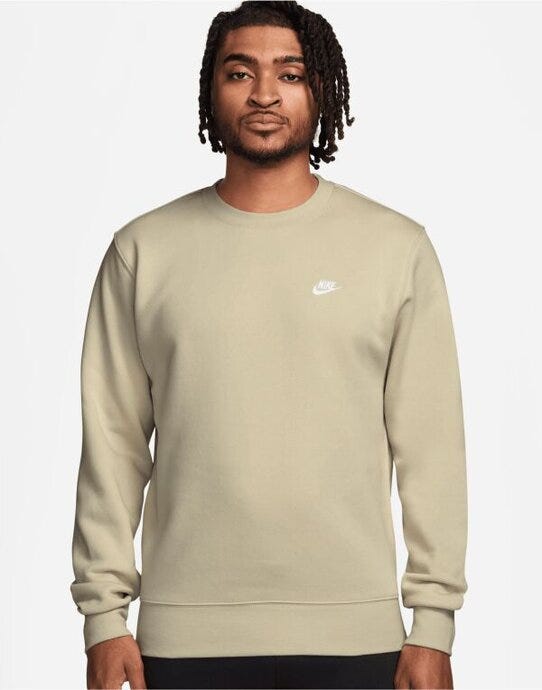 Nike FN3886 Club BB Crew Sweat - Light Khaki/White
