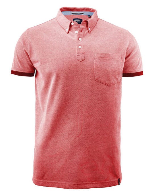 James Harvest HAR2135030 Larkford Pique Polo Shirt - Red Melange