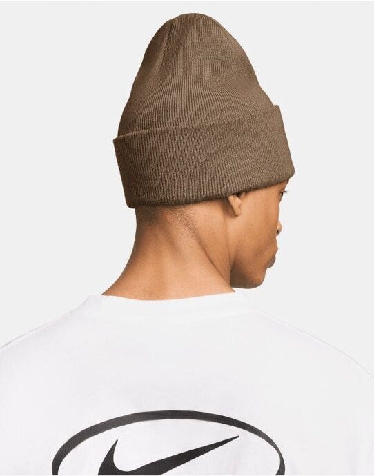 Nike HF0186 Peak Beanie - Mosswood Brown/White