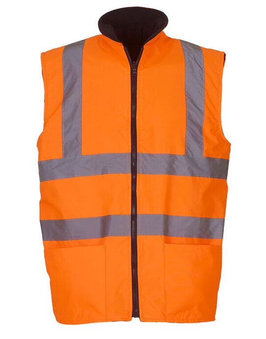 Yoko HV008F Hi-Vis Reversible Fleece Vest - Hi Vis Orange