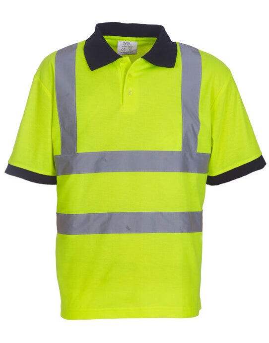 Yoko HVJ210-3M Hi-Vis Short Sleeve Polo Shirt - Hi-Vis Yellow