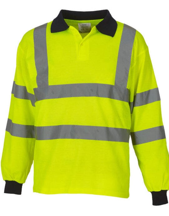 Yoko HVJ310-3M Hi-Vis 2 Band Long Sleeve Polo - Hi-Vis Yellow