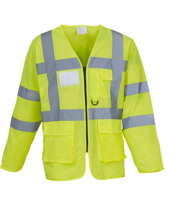 Yoko HVJ800 Executive Long Sleeve Waistcoat - Hi-Vis Yellow