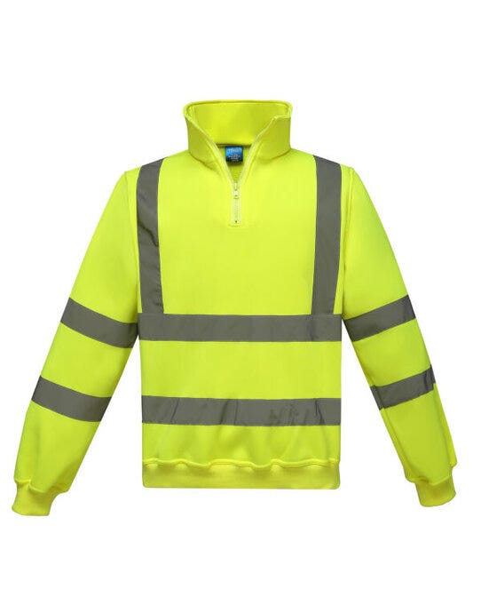 Yoko HVK06 Hi Vis 1/4 Zip Sweatshirt - Hi-Vis Yellow
