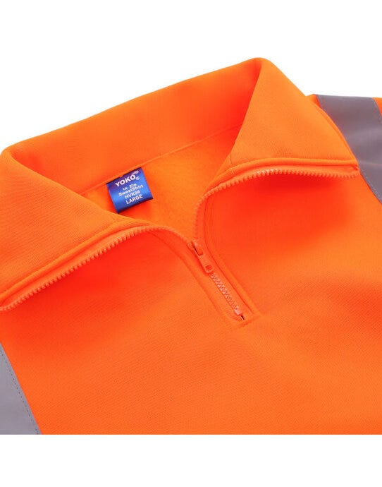 Yoko HVK06 Hi Vis 1/4 Zip Sweatshirt - Hi Vis Orange