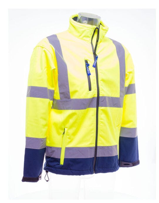 Yoko HVK09 Hi-Vis Softshell Jacket - Hi-Vis Yellow/Navy