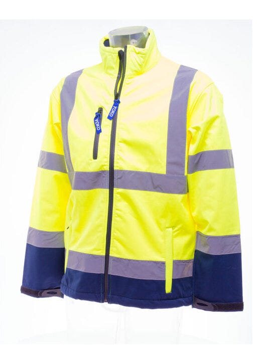 Yoko HVK09 Hi-Vis Softshell Jacket - Hi-Vis Yellow/Navy