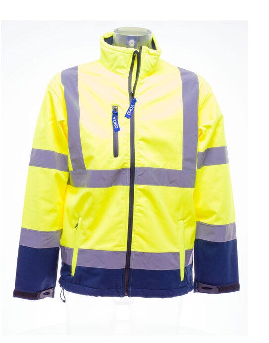 Yoko HVK09 Hi-Vis Softshell Jacket - Hi-Vis Yellow/Navy