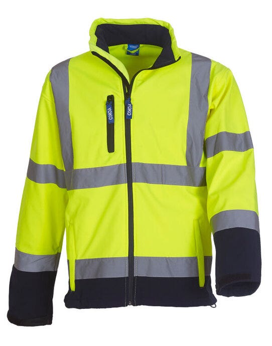 Yoko HVK09 Hi-Vis Softshell Jacket - Hi-Vis Yellow/Navy