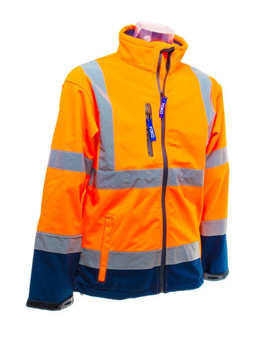 Yoko HVK09 Hi-Vis Softshell Jacket - Hi Vis Orange/Navy