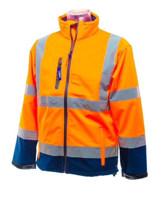 Yoko HVK09 Hi-Vis Softshell Jacket - Hi Vis Orange/Navy